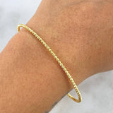 Pulso Aro 3.55gr / 18cm / 2mm Bolas Diamantadas Lineales Oro Amarillo +4 18K ©