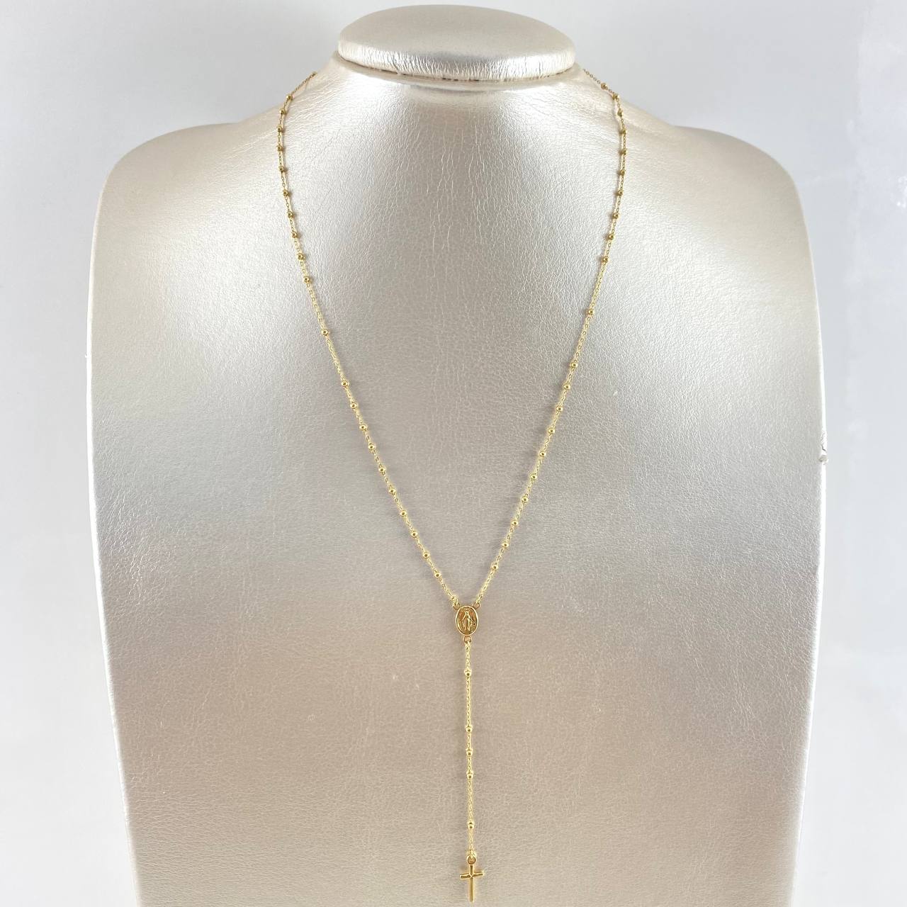Rosario Virgen Milagrosa 3.25gr / 45cm / 2mm Bolas Lisas - Cruz Lisa Oro Amarillo +4 18K ©