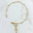 Pulso Tipo Denario Virgen Guadalupe Silueta 2.65gr / 17cm / 3mm Bolas Diamantadas - Cruz Lisa Oro Amarillo 18K ©