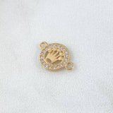 Herraje Medalla Corona 0.8gr / 1.4cm / Circones Blancos Oro Amarillo 18K