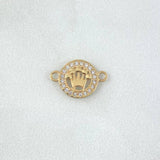 Herraje Medalla Corona 0.8gr / 1.4cm / Circones Blancos Oro Amarillo 18K