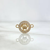 Herraje Medalla Corona 0.8gr / 1.4cm / Circones Blancos Oro Amarillo 18K