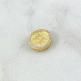 Herraje Fe Tambor 1.45gr / 1.2cm / Circones Blancos - Texturizado Oro Amarillo 18K