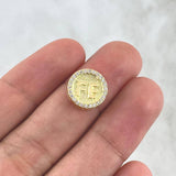 Herraje Fe Tambor 1.45gr / 1.2cm / Circones Blancos - Texturizado Oro Amarillo 18K