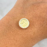 Herraje Fe Tambor 1.45gr / 1.2cm / Circones Blancos - Texturizado Oro Amarillo 18K