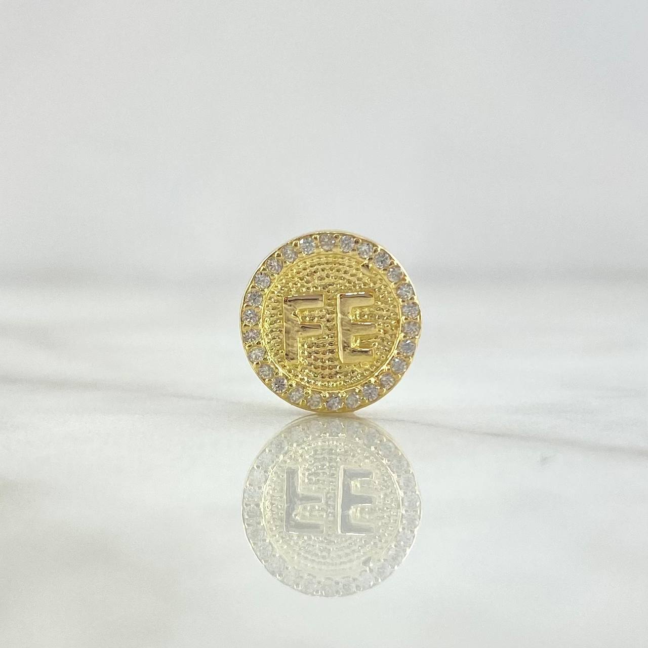 Herraje Fe Tambor 1.45gr / 1.2cm / Circones Blancos - Texturizado Oro Amarillo 18K