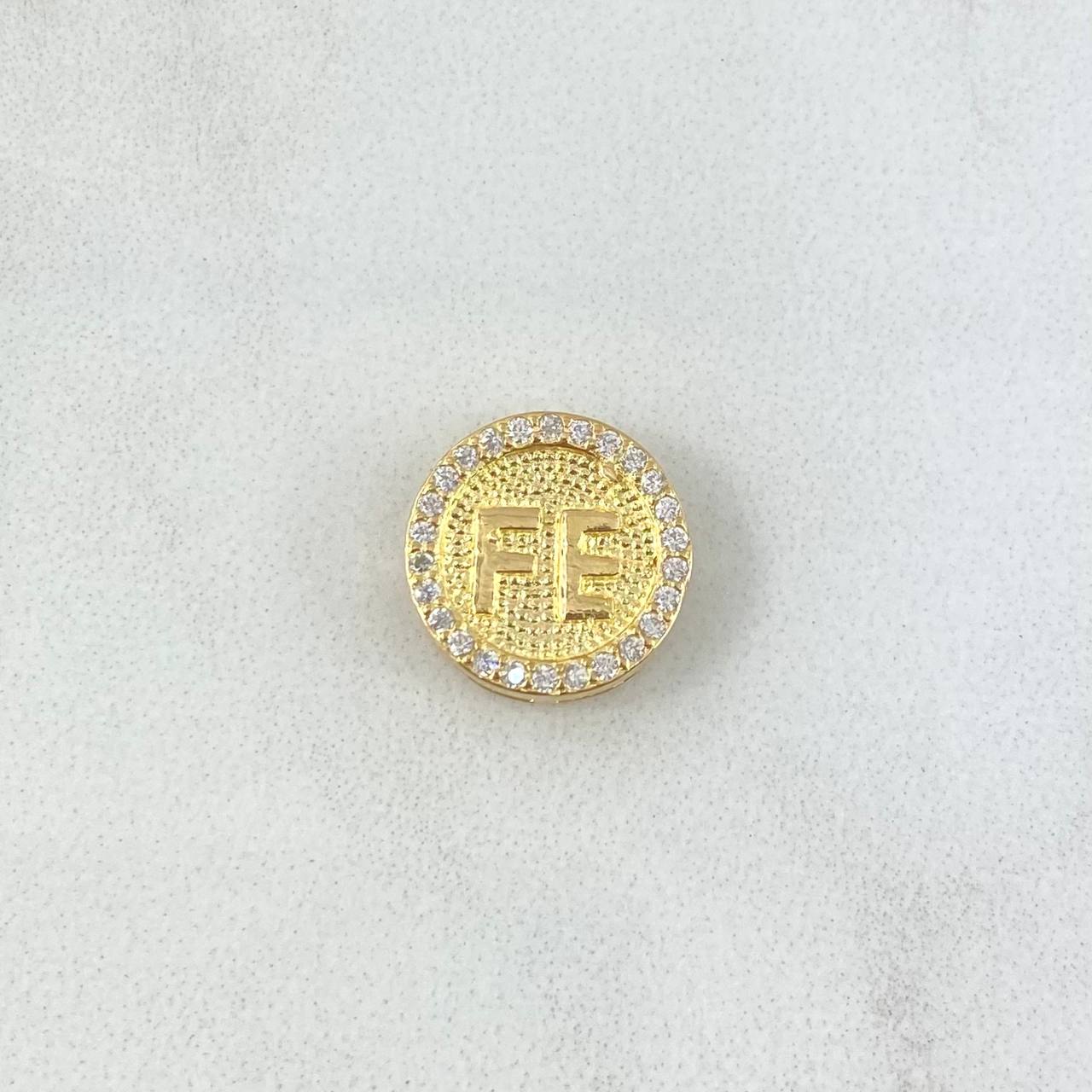 Herraje Fe Tambor 1.45gr / 1.2cm / Circones Blancos - Texturizado Oro Amarillo 18K