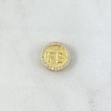 Herraje Fe Tambor 1.45gr / 1.2cm / Circones Blancos - Texturizado Oro Amarillo 18K