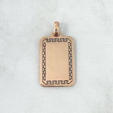 Dije Placa Rectangular Tribal 6.9gr / 3.6cm - 3cm * 2cm / Lisa Oro Rosa 18K ©