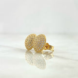 Set Media Bola - Dije 1.8cm + Topos 10mm 3.95gr / Circones Blancos Oro Amarillo 18K ©