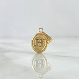 Dije Letra H 0.4gr / 2cm / Ovalada Texturizada Oro Amarillo 18K