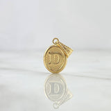 Dije Letra D 0.45gr / 2cm / Ovalada Texturizada Oro Amarillo 18K
