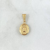 Dije Letra T 0.45gr / 2cm / Ovalada Texturizada Oro Amarillo 18K