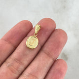 Dije Letra J 0.5gr / 2cm / Ovalada Texturizada Oro Amarillo 18K