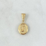 Dije Letra J 0.5gr / 2cm / Ovalada Texturizada Oro Amarillo 18K