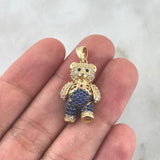 Dije Oso Articulado 5.9gr / 2.8cm / Circones Blancos - Azules - Fucsias - Negros Oro Amarillo 18K