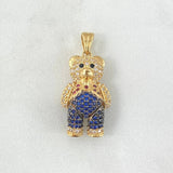 Dije Oso Articulado 5.9gr / 2.8cm / Circones Blancos - Azules - Fucsias - Negros Oro Amarillo 18K
