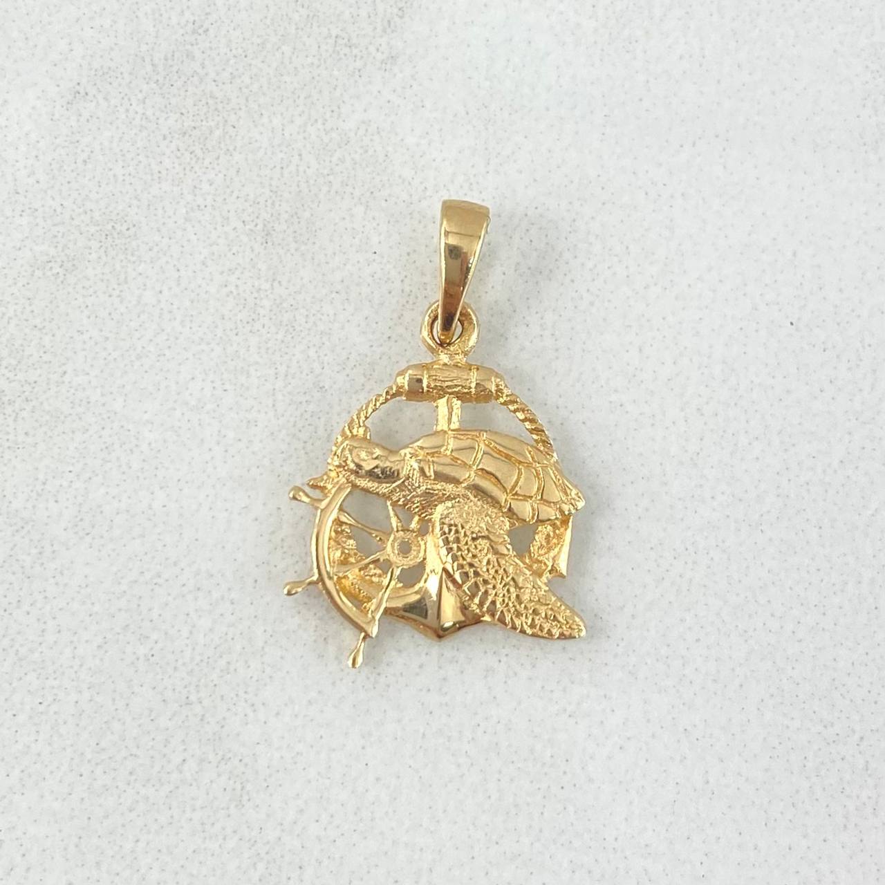 Dije Tortuga Ancla Timon 1.4gr / 1.8cm / Texturizado Oro Amarillo 18K