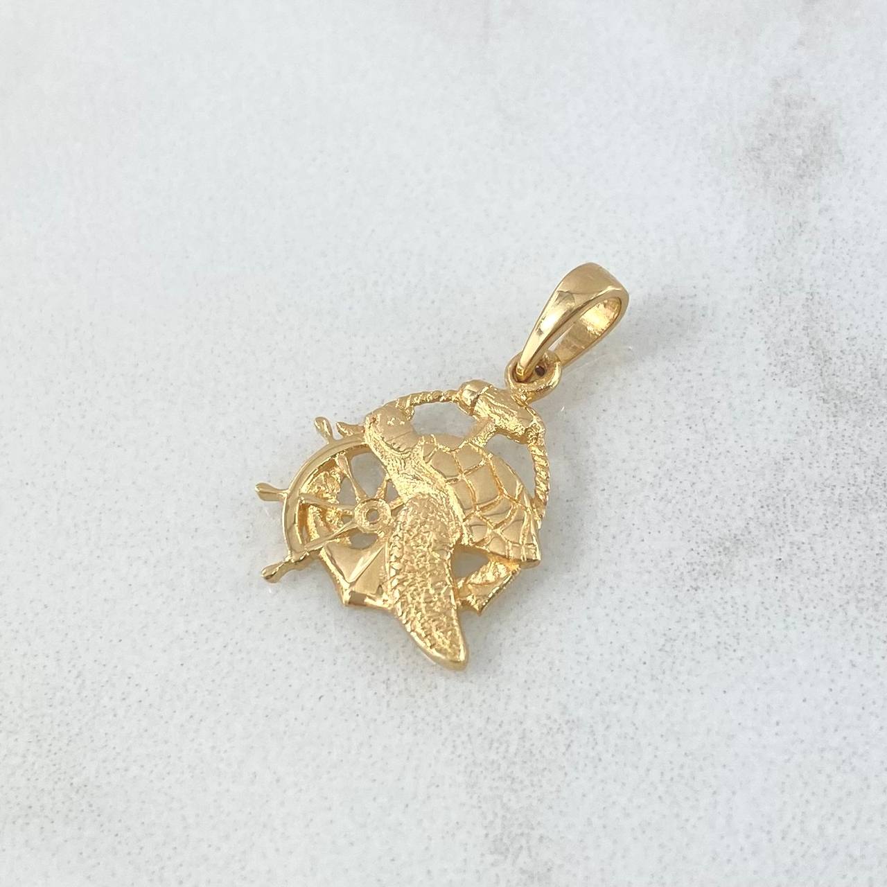 Dije Tortuga Ancla Timon 1.4gr / 1.8cm / Texturizado Oro Amarillo 18K