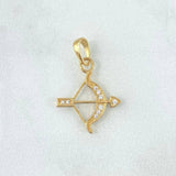 Dije Arco Flecha 1.05gr / 2.5cm / Circones Blancos Oro Amarillo 18K