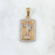 Dije Placa San Miguel Arcangel 4.05gr / 3.5cm / Circones Blancos Tres Oros 18K