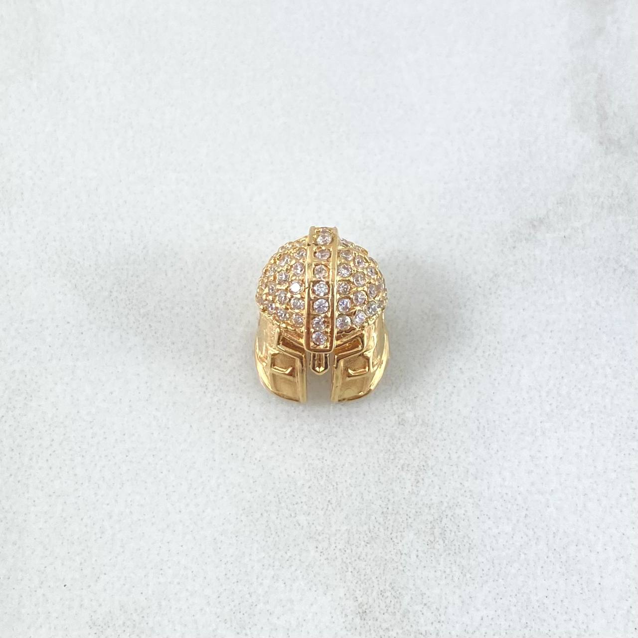 Herraje Casco de Espartano 2.2gr / 1.2cm / Circones Blancos Oro Amarillo 18K