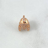 Herraje Casco de Espartano 1.4gr / 1cm / Circones Blancos Oro Rosa 18K *