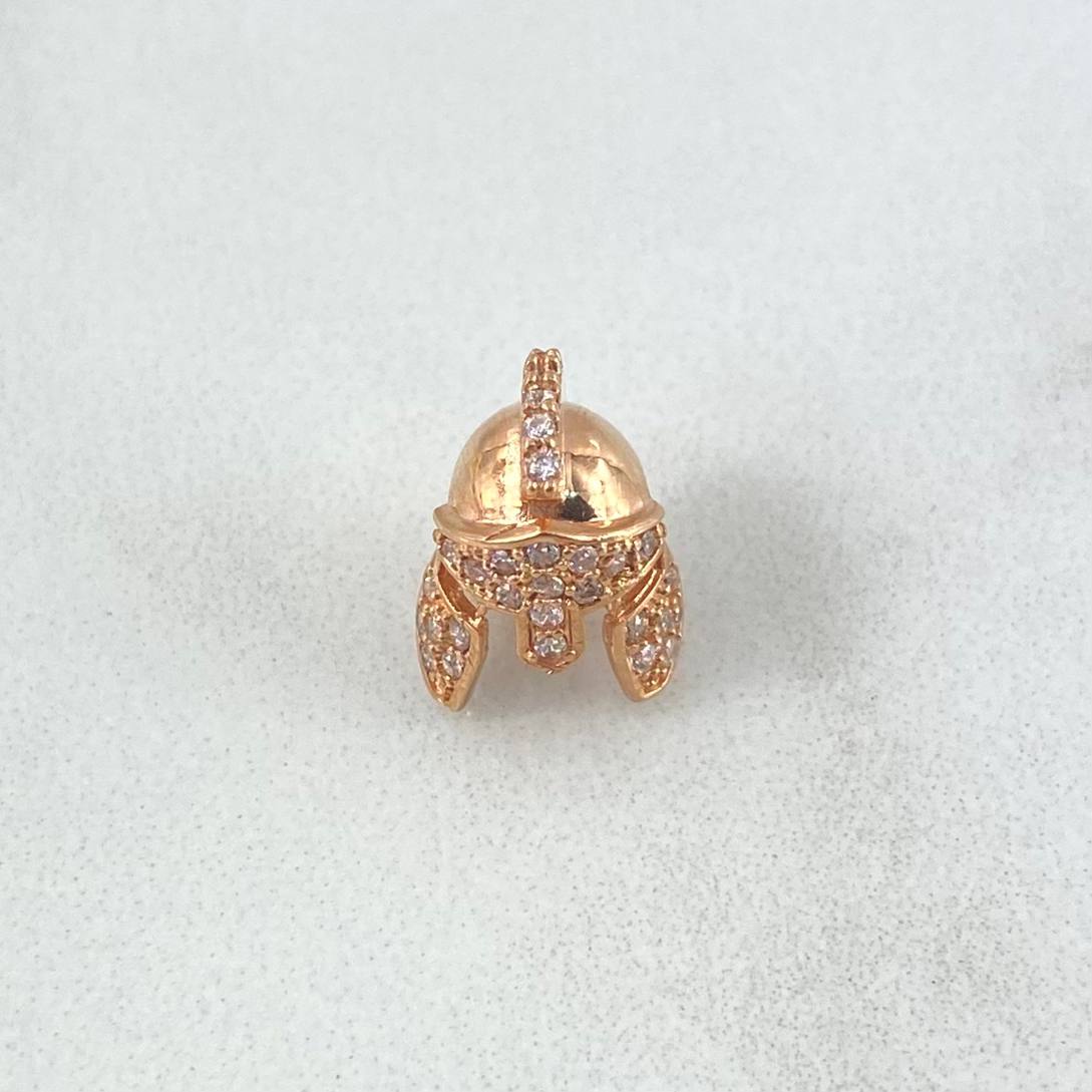 Herraje Casco de Espartano 1.4gr / 1cm / Circones Blancos Oro Rosa 18K
