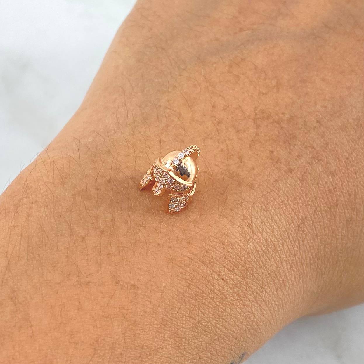 Herraje Casco de Espartano 1.4gr / 1cm / Circones Blancos Oro Rosa 18K
