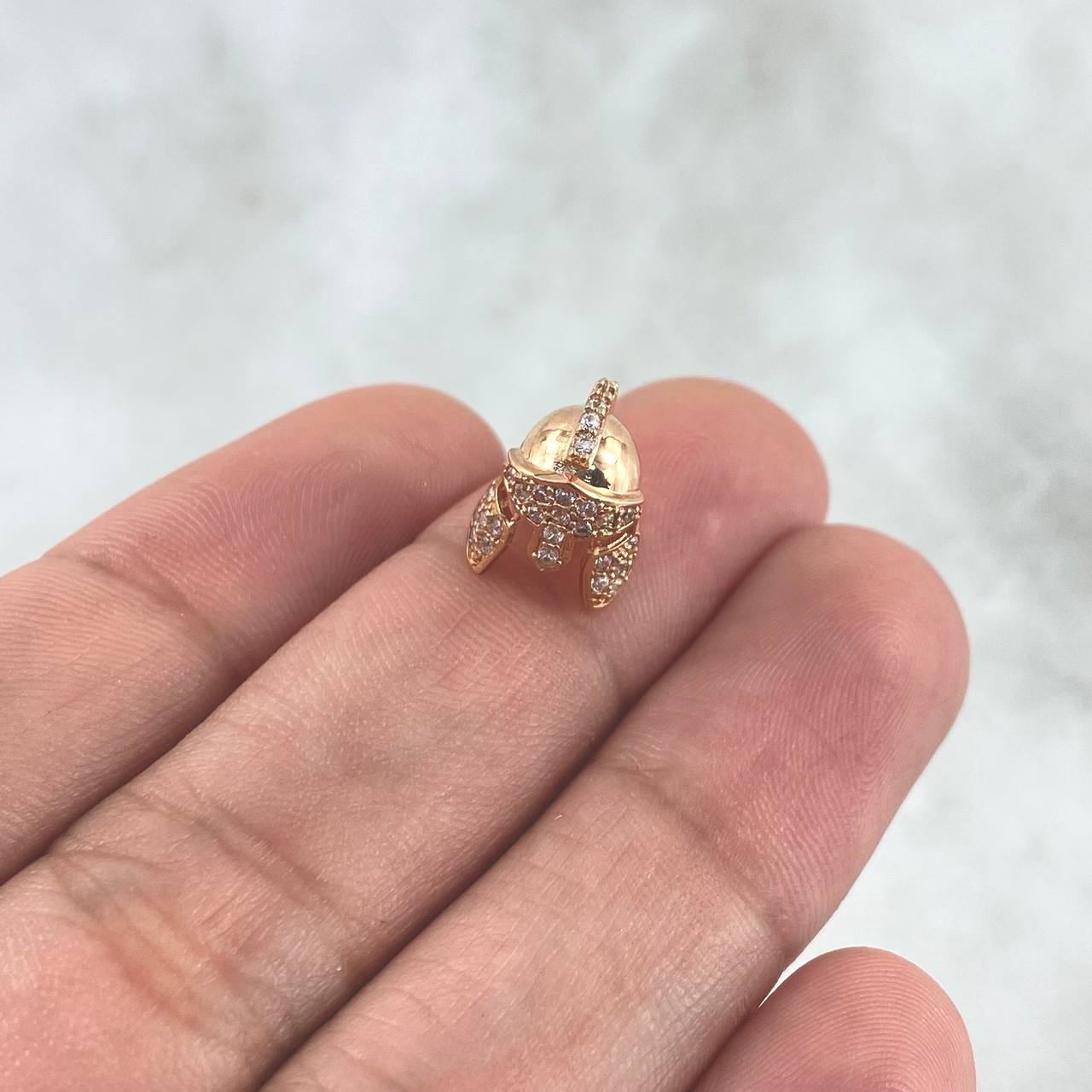 Herraje Casco de Espartano 1.4gr / 1cm / Circones Blancos Oro Rosa 18K