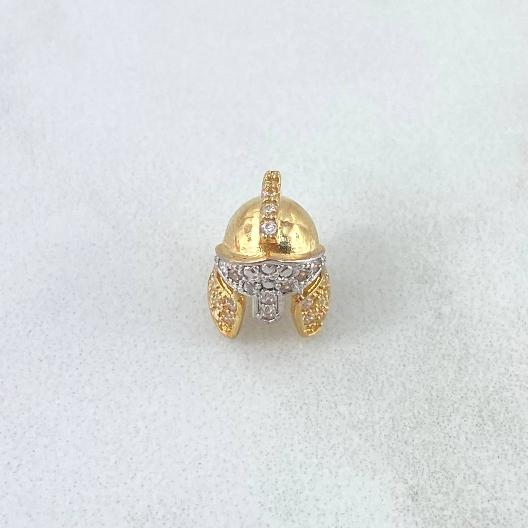 Herraje Casco de Espartano 1.45gr / 1cm / Circones Blancos Dos Oros Amarillo Blanco 18K *