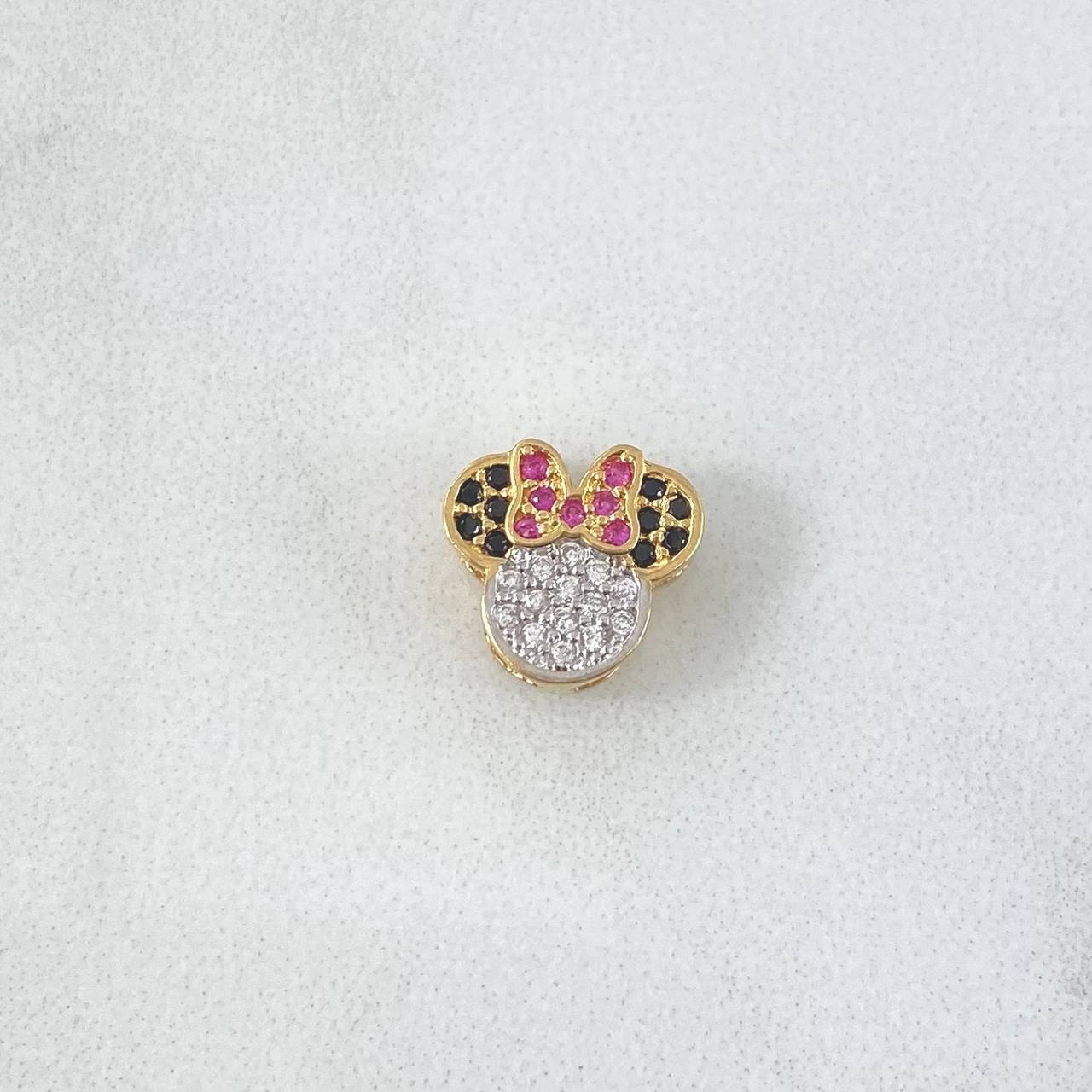 Herraje Silueta Ratona 1.2gr / 1cm / Circones Blancos - Negros - Fucsias Oro Amarillo 18K *