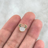 Herraje Silueta Ratona 1.2gr / 1cm / Circones Blancos - Negros - Fucsias Oro Amarillo 18K *