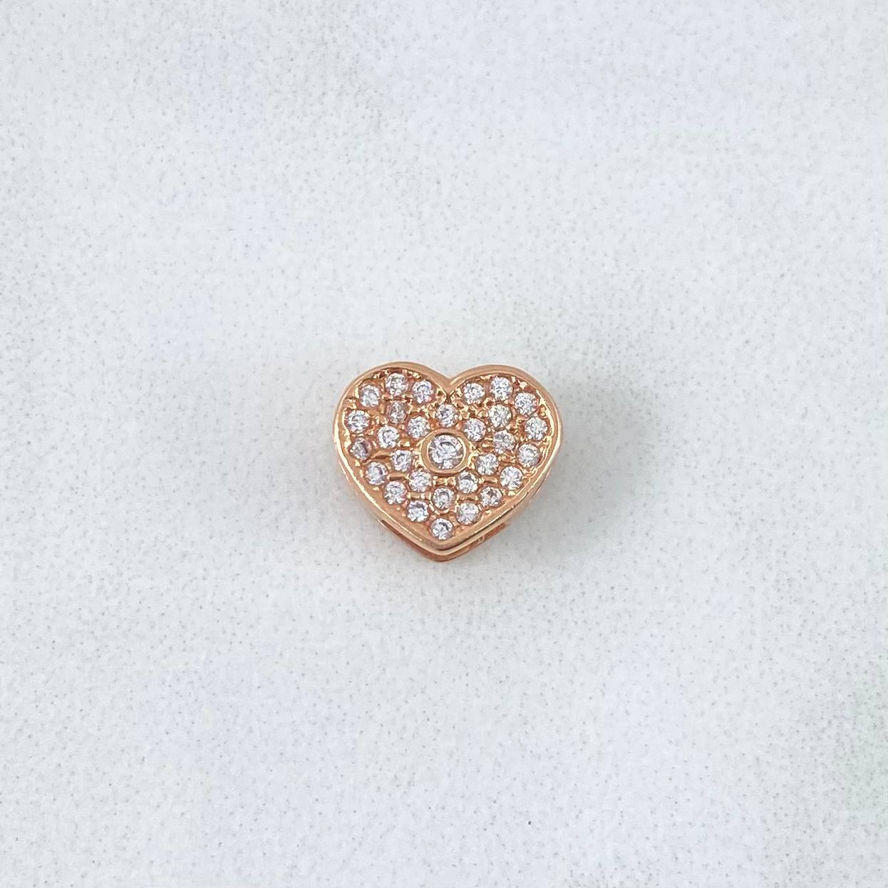 Herraje Corazón Punto 1.55gr / 0.8cm / Circones Blancos Oro Rosa 18K *