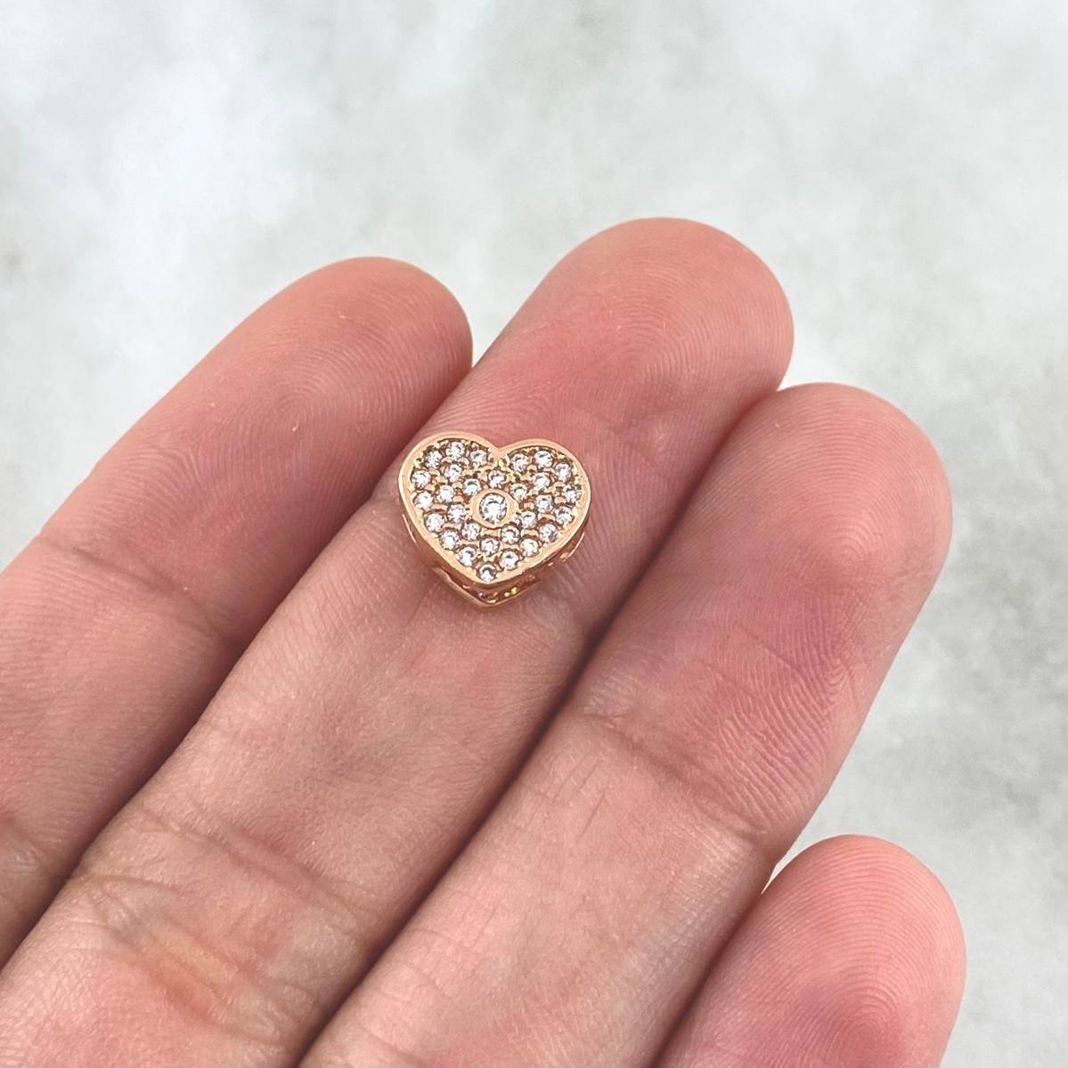 Herraje Corazón Punto 1.55gr / 0.8cm / Circones Blancos Oro Rosa 18K *