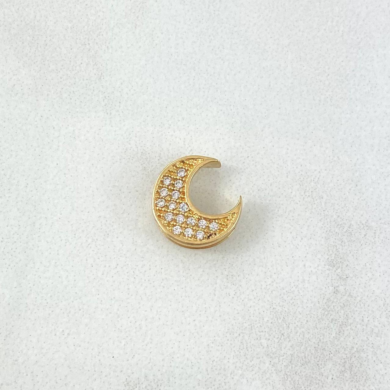 Herraje Media Luna 1.1gr / 1cm / Circones Blancos Oro Amarillo 18K *