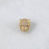 Herraje Rostro de Pantera 1.7gr / 1.2cm / Circones Blancos - Ojos Negros Oro Amarillo 18K *