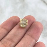 Herraje Rostro de Pantera 1.7gr / 1.2cm / Circones Blancos - Ojos Negros Oro Amarillo 18K *