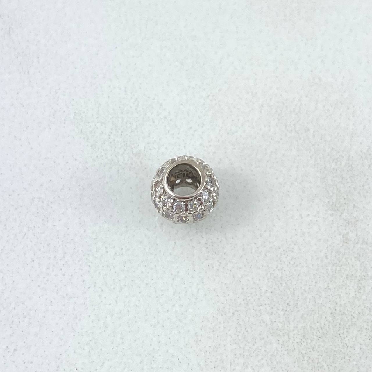 Herraje Bola de Fuego 0.65gr / 6mm Circones Blancos Oro Blanco 18K *