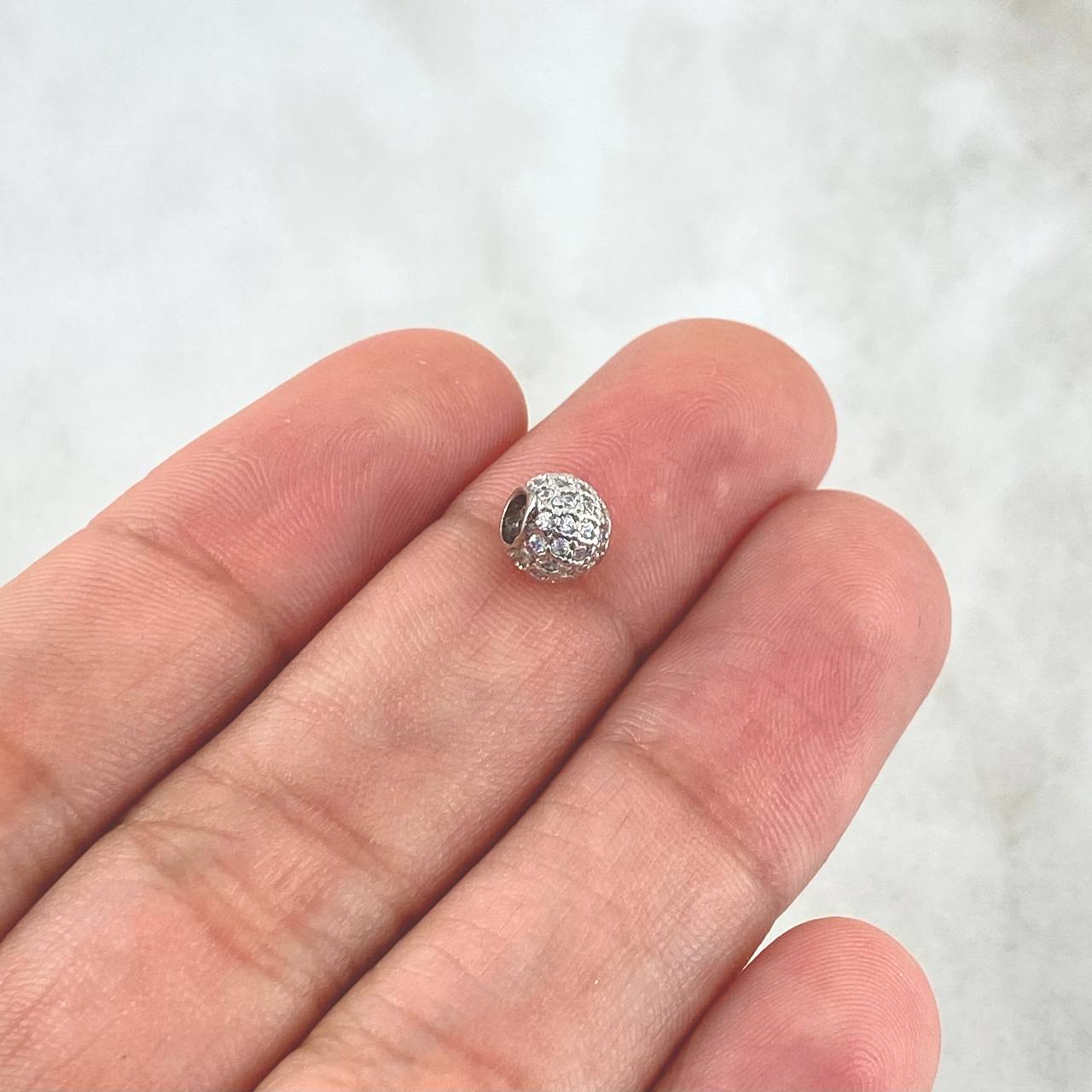 Herraje Bola de Fuego 0.65gr / 6mm Circones Blancos Oro Blanco 18K *