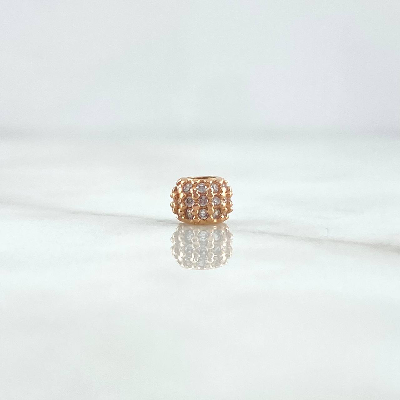 Herraje Bola de Fuego Tres Carriles 0.55gr / 6mm Circones Blancos Oro Rosa 18K *