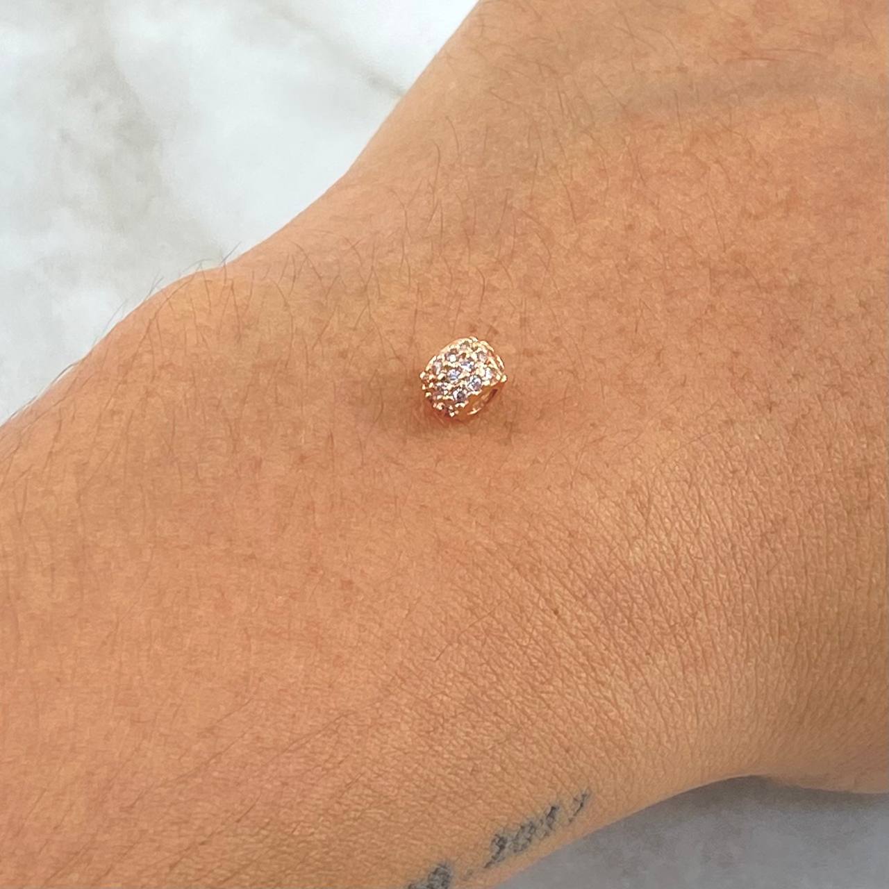 Herraje Bola de Fuego Tres Carriles 0.55gr / 6mm Circones Blancos Oro Rosa 18K *
