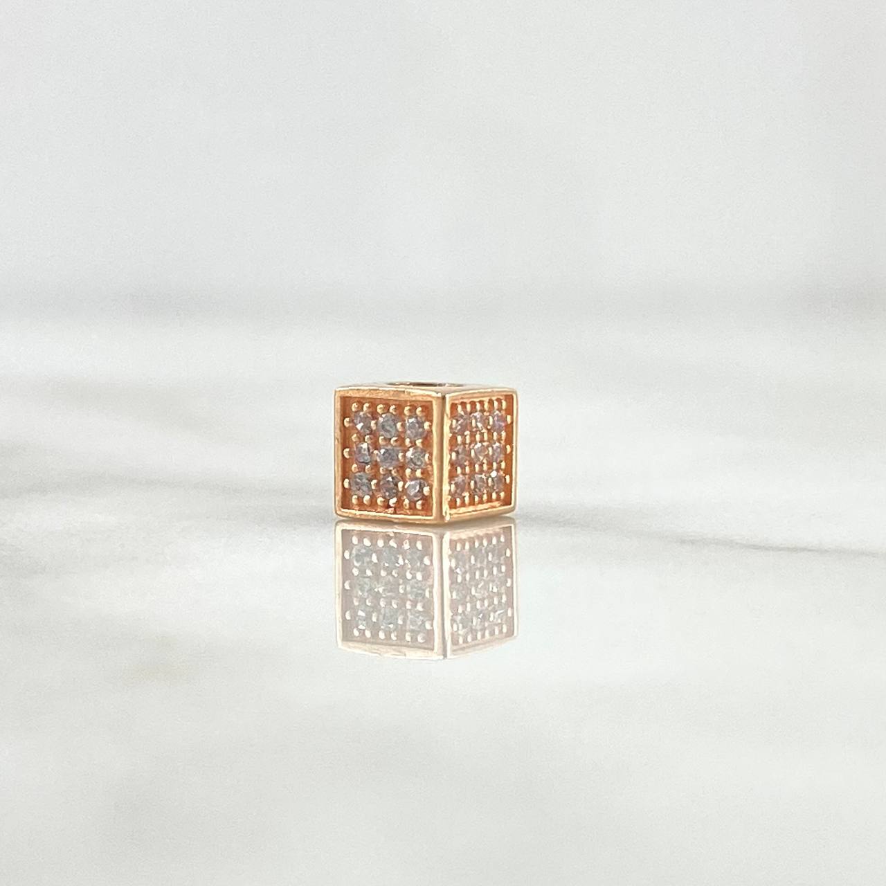 Herraje Cubo 0.8gr / 0.5cm / Circones Blancos Oro Rosa 18K *