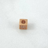 Herraje Cubo 0.8gr / 0.5cm / Circones Blancos Oro Rosa 18K *