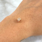 Herraje Cubo 0.8gr / 0.5cm / Circones Blancos Oro Rosa 18K *