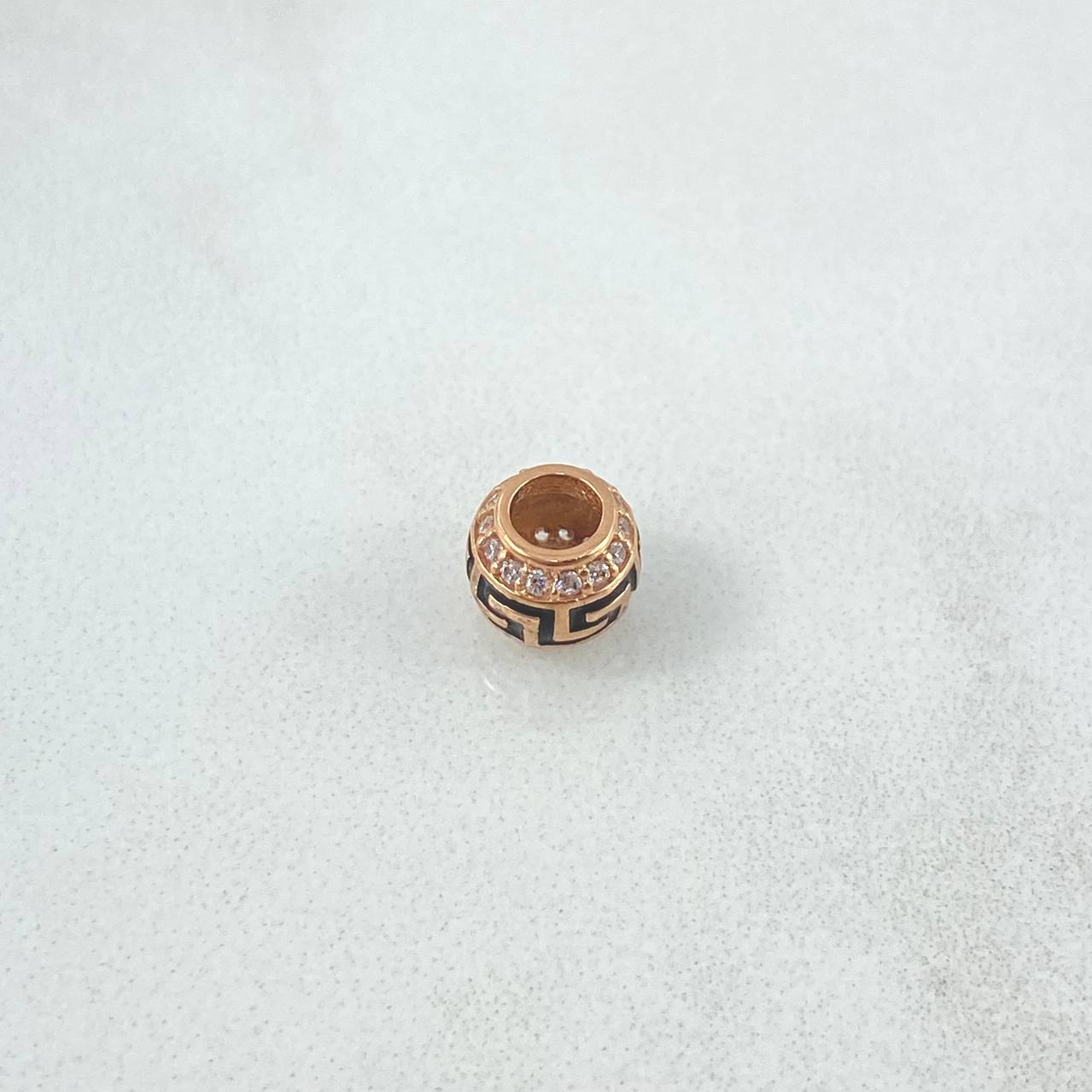 Herraje Bola de Fuego Tribal 1gr / 7mm Circones Blancos Oro Rosa 18K *