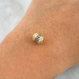 Herraje Barril Tribal 1.3gr / 0.8cm / Circones Blancos Oro Amarillo 18K *