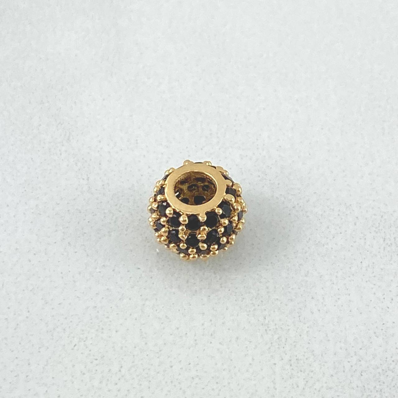Herraje Bola de Fuego 0.9gr / 8mm Circones Negros Oro Amarillo 18K *