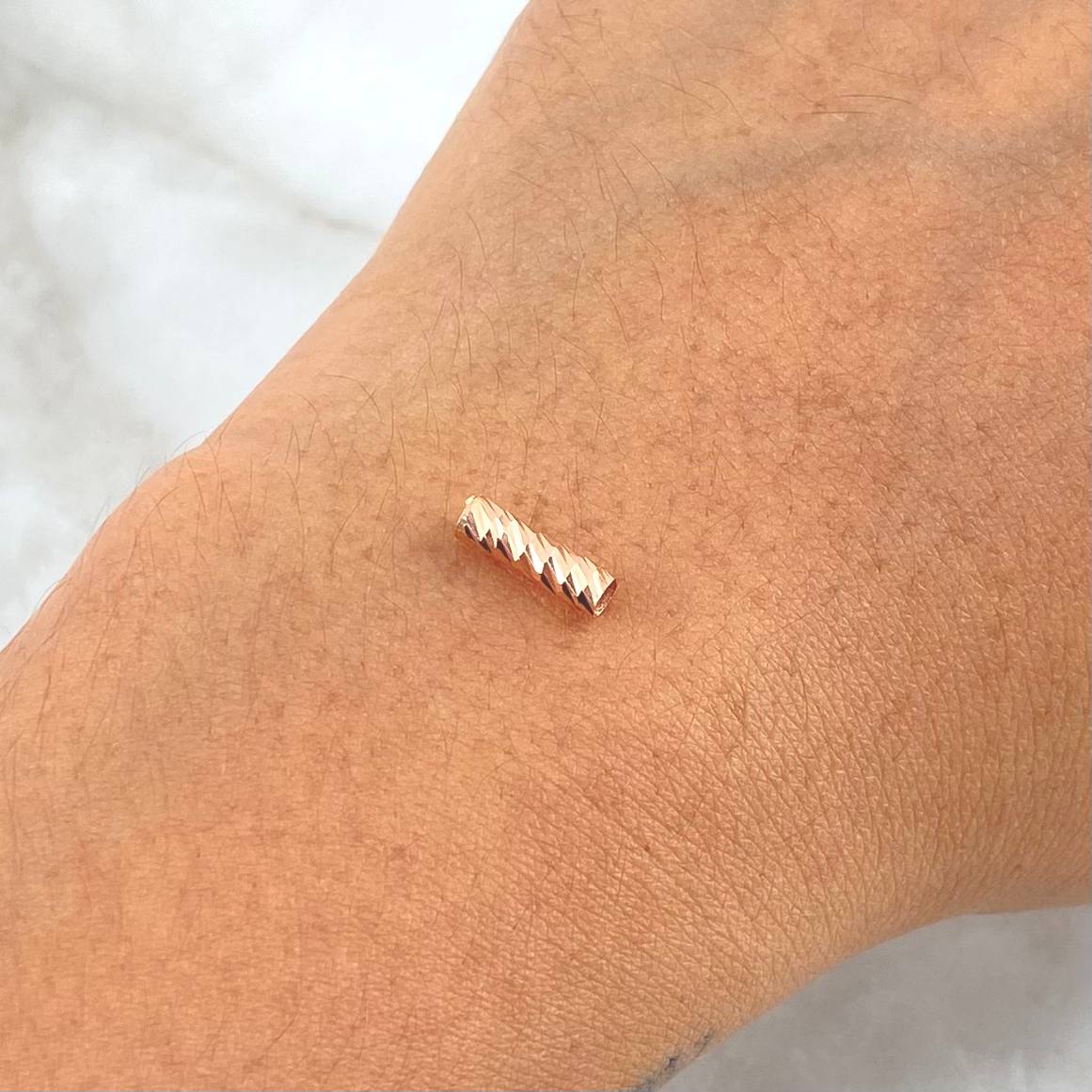 Herraje Cilindro 0.25gr / 1cm / Diamantado Oro Rosa 18K *