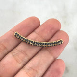 Herraje Tubular Curvo 3.6gr / 3.8cm / Circones Negros Oro Amarillo 18K